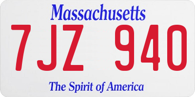MA license plate 7JZ940