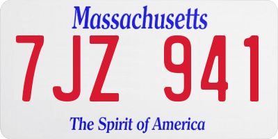 MA license plate 7JZ941