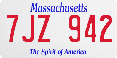 MA license plate 7JZ942