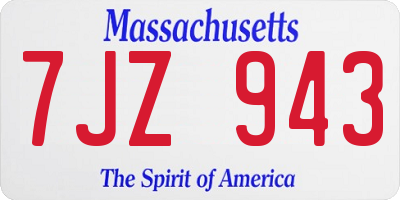MA license plate 7JZ943