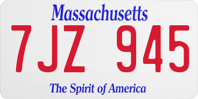 MA license plate 7JZ945