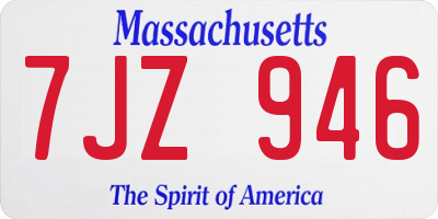 MA license plate 7JZ946
