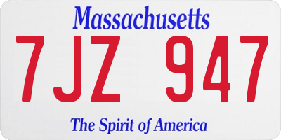 MA license plate 7JZ947