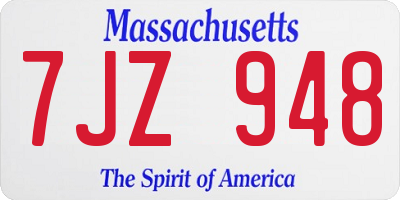 MA license plate 7JZ948