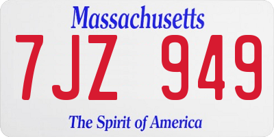 MA license plate 7JZ949