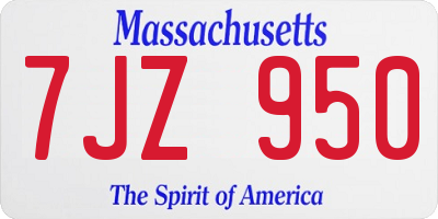 MA license plate 7JZ950