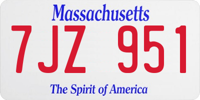 MA license plate 7JZ951