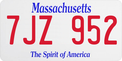 MA license plate 7JZ952