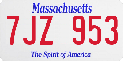 MA license plate 7JZ953
