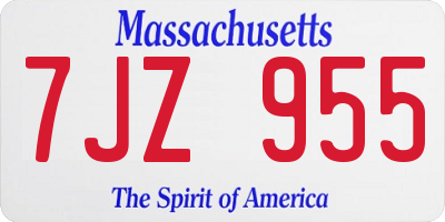 MA license plate 7JZ955