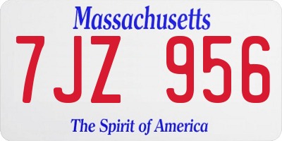 MA license plate 7JZ956
