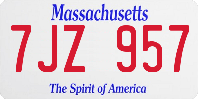 MA license plate 7JZ957