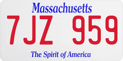 MA license plate 7JZ959