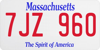 MA license plate 7JZ960