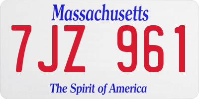 MA license plate 7JZ961