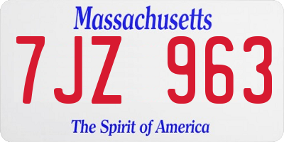 MA license plate 7JZ963