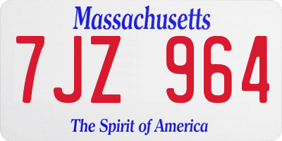 MA license plate 7JZ964