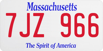 MA license plate 7JZ966