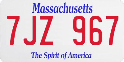 MA license plate 7JZ967