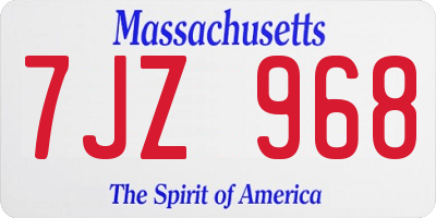 MA license plate 7JZ968