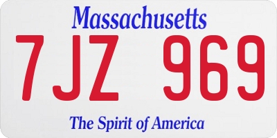 MA license plate 7JZ969