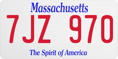 MA license plate 7JZ970