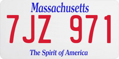 MA license plate 7JZ971