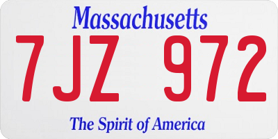 MA license plate 7JZ972