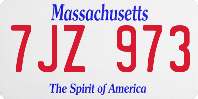 MA license plate 7JZ973
