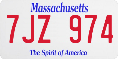 MA license plate 7JZ974