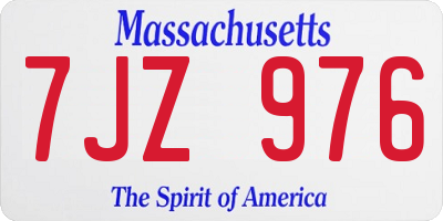 MA license plate 7JZ976