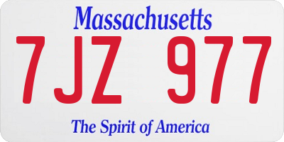MA license plate 7JZ977