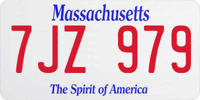 MA license plate 7JZ979