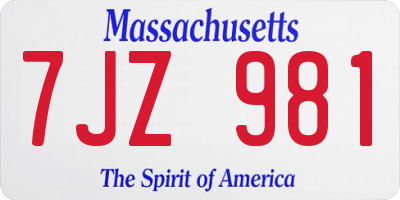 MA license plate 7JZ981