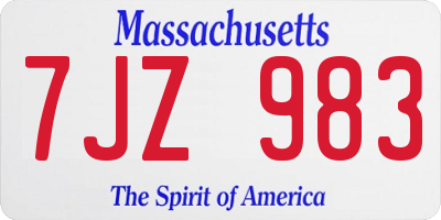 MA license plate 7JZ983