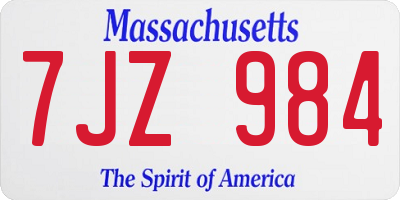 MA license plate 7JZ984