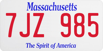 MA license plate 7JZ985