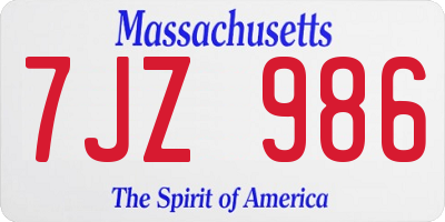 MA license plate 7JZ986