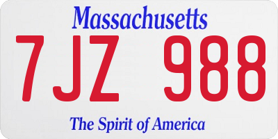 MA license plate 7JZ988