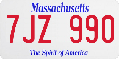 MA license plate 7JZ990