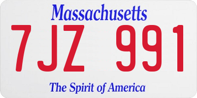 MA license plate 7JZ991