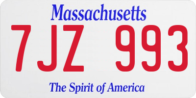 MA license plate 7JZ993