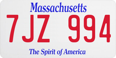 MA license plate 7JZ994