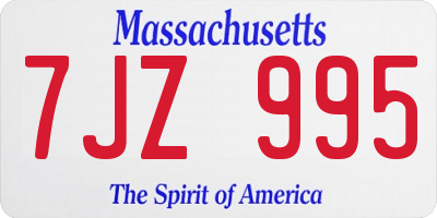 MA license plate 7JZ995