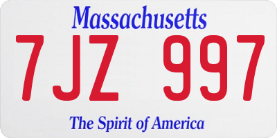 MA license plate 7JZ997