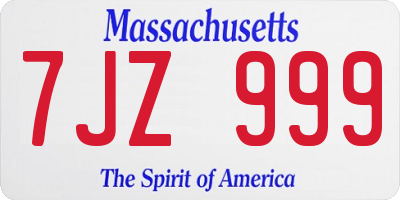MA license plate 7JZ999