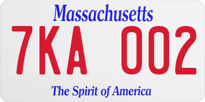 MA license plate 7KA002