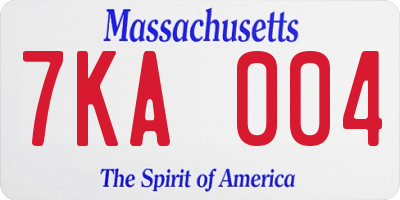 MA license plate 7KA004