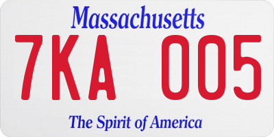 MA license plate 7KA005