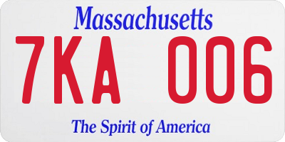 MA license plate 7KA006